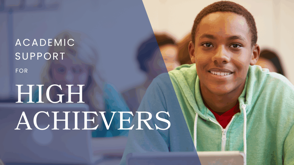 High achieving student engaged in classroom learning with academic support