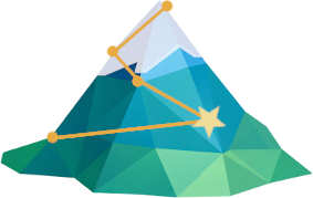 Geometric mountain graphic representing the HS Advanced Reading & English II course at Ascend Academic Tutoring, focused on advanced literary analysis and academic writing polish.