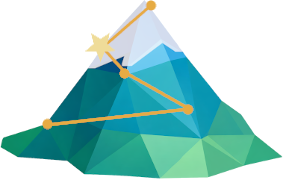 Geometric mountain graphic representing the AP English Language & Composition course at Ascend Academic Tutoring, focused on college-level rhetorical analysis and advanced writing mastery.