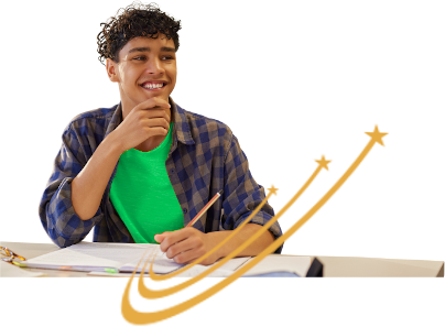 Student engaged in online academic tutoring for advanced middle and high school coursework.