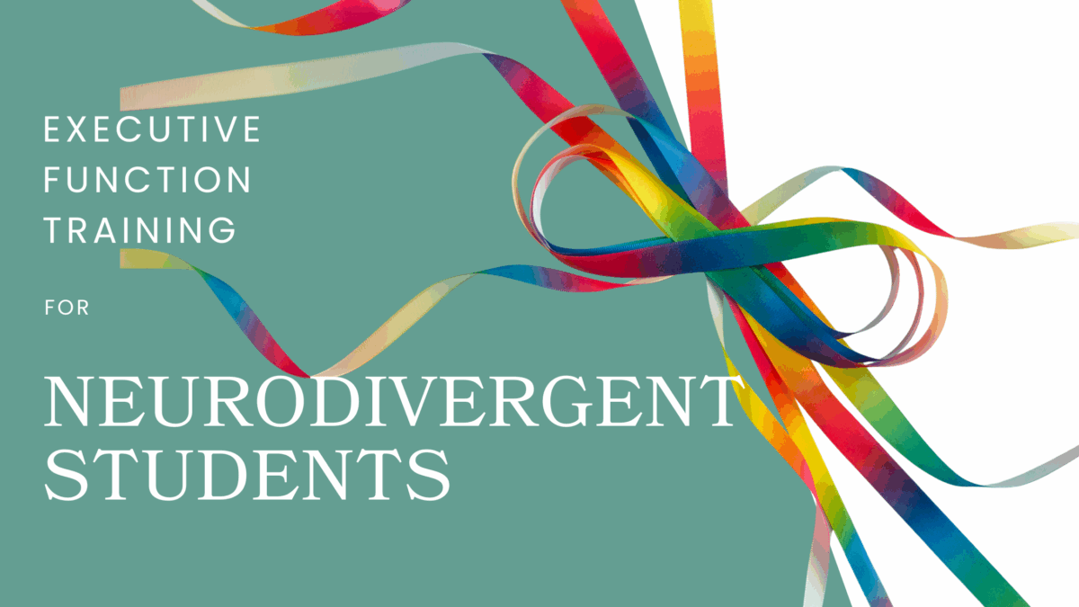 Abstract ribbon graphic representing executive function training for neurodivergent students.